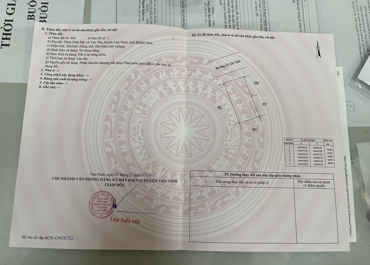 BÁN ĐẤT TÁI ĐỊNH CƯ NINH MÃ- VẠN THỌ- PK8 KKT VÂN PHONG